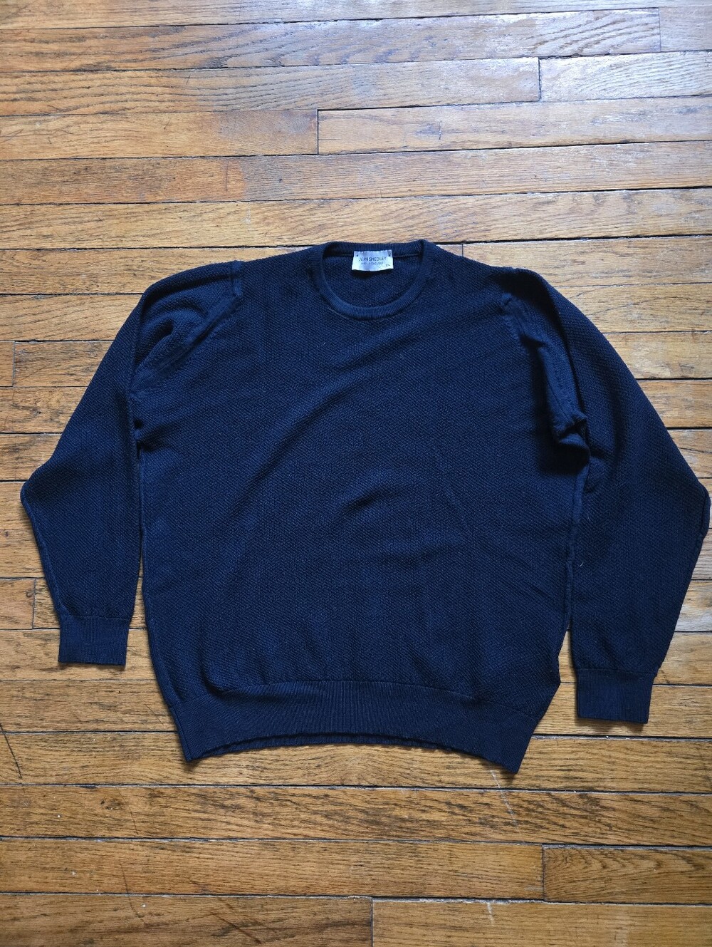 John Smedley L/XL Lundy Wool Dark Blue Sweater Made in England